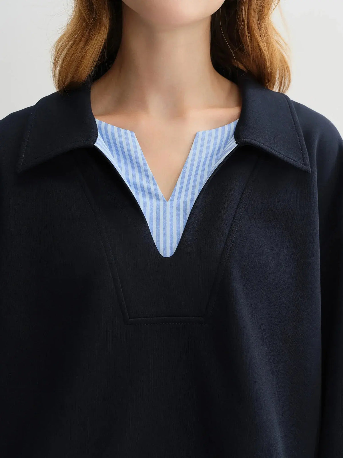 Plus Size Navy Blue Sweater Skirt Set - Long Sleeve Autumn Fashion