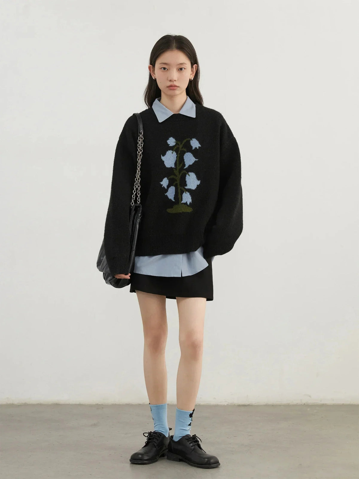 O-Neck Floral Cashmere Sweater Warm Winter Jumper